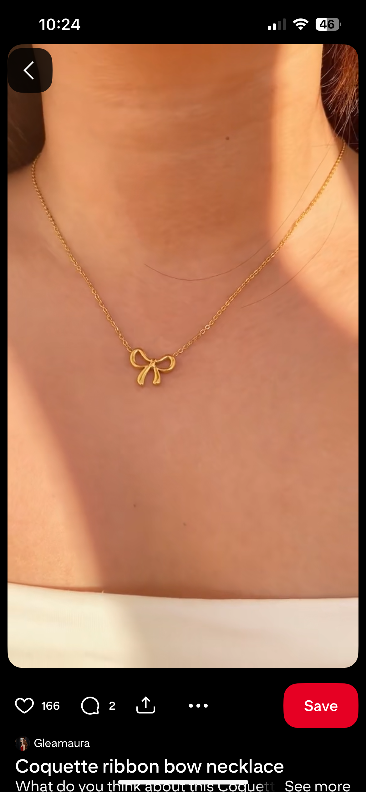 Golden Dainty Micky Bow Necklace