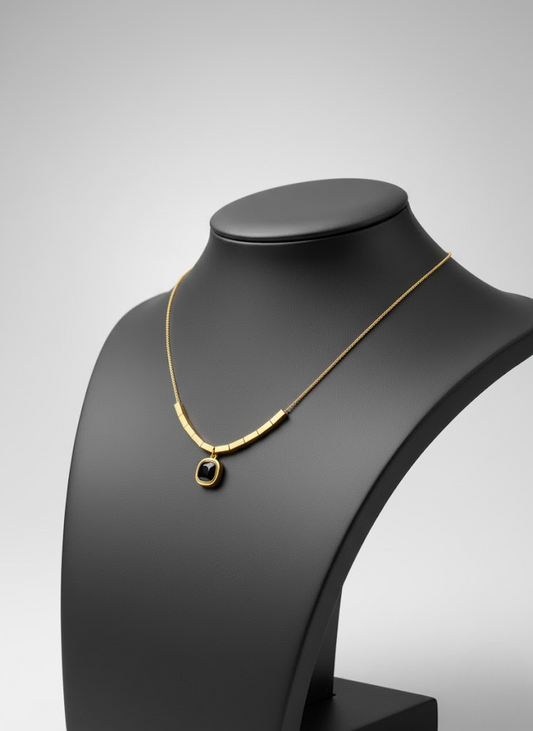Black Square Charm Necklace