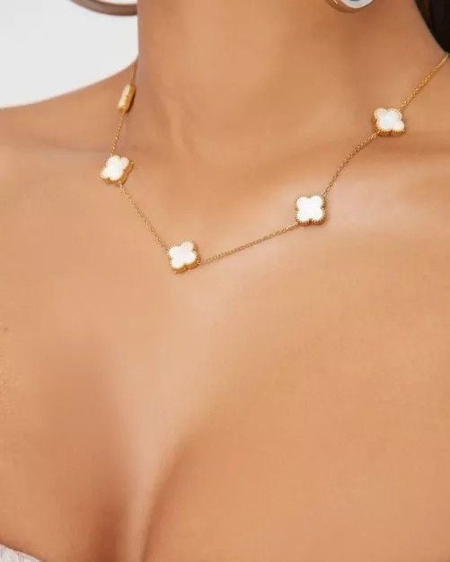 Elegant White Clover Necklace