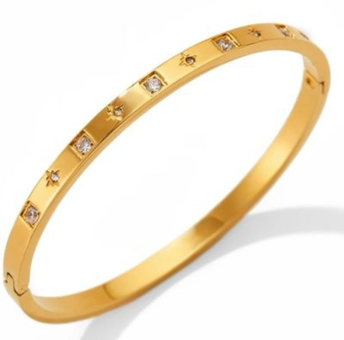 Stone Studded Golden Bangle Bracelet