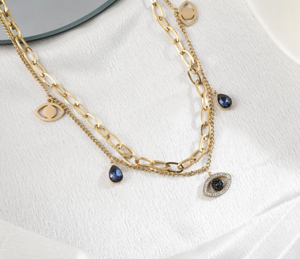 Mystic Charm Evil Eye Layered Necklace