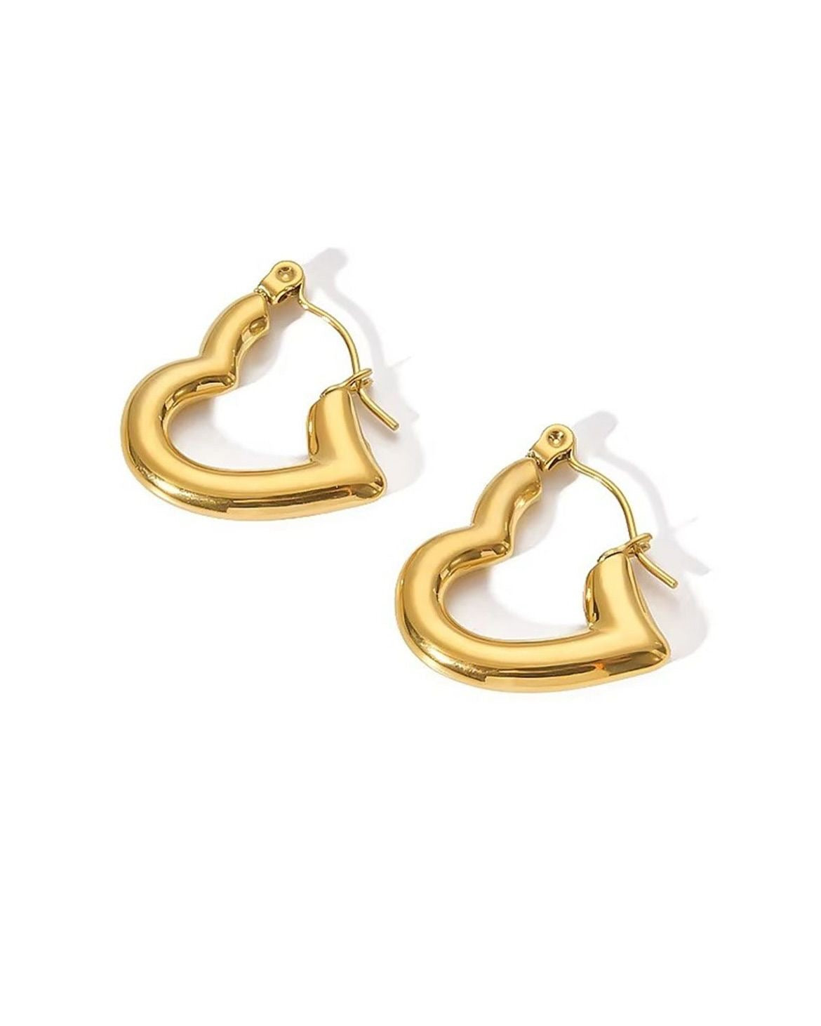 Golden Heart Hoop Earrings