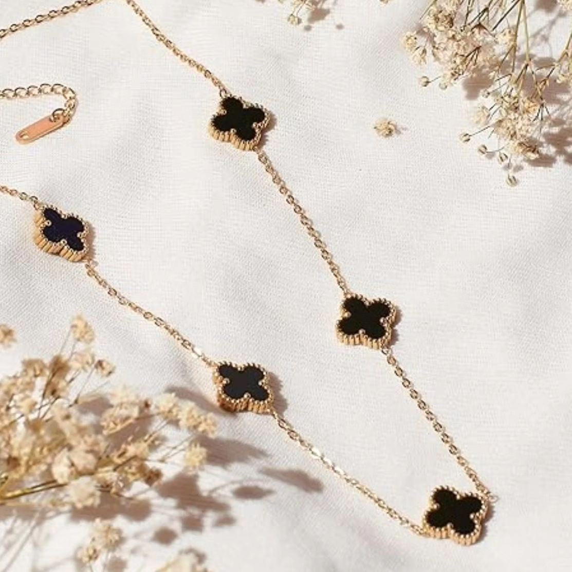 Charm of the Night Multi Black Clover Neck Chain