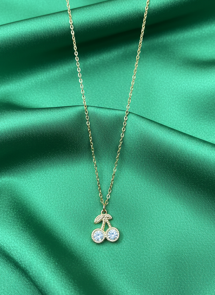 Golden Stone Cherry Pendant Necklace