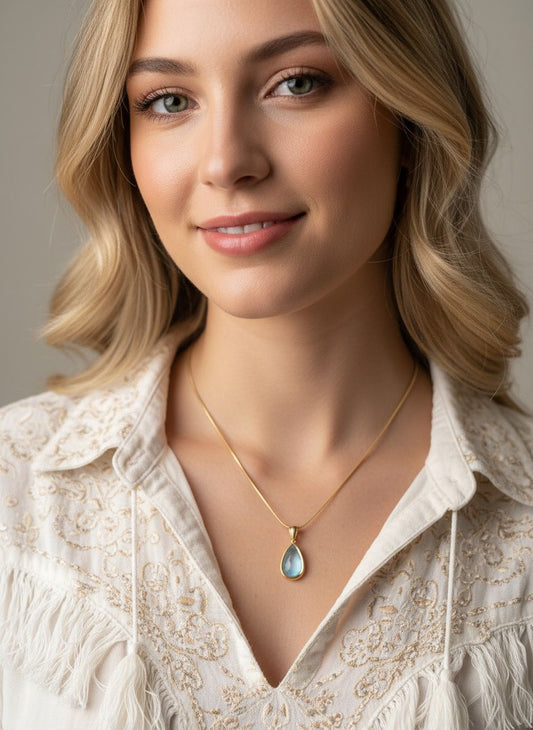 Aqua Teardrop Elegance Necklace