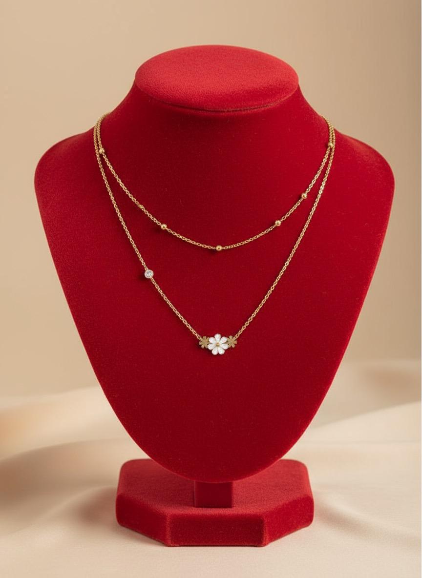 Pretty Daisy Double Layer Necklace