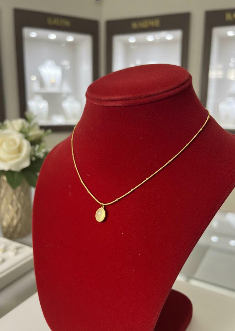 White Enamel Circle Pendant Necklace