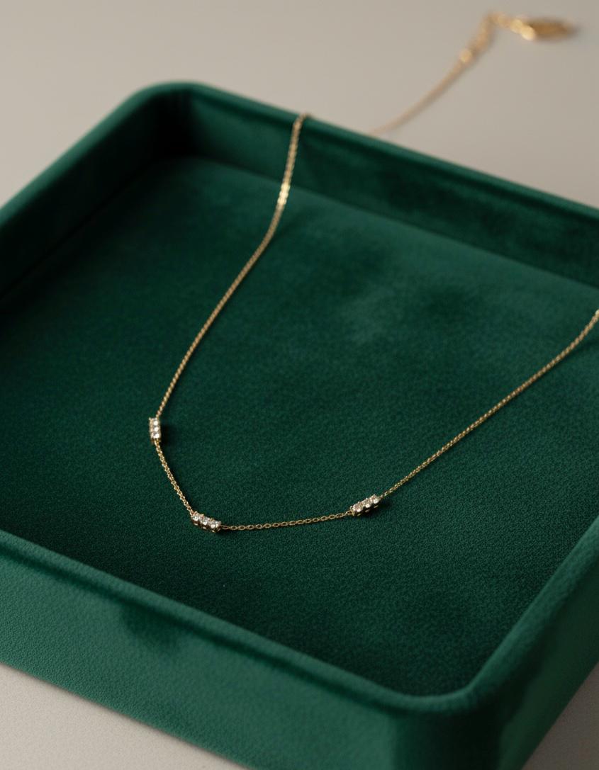 Triple Stone Charm Necklace