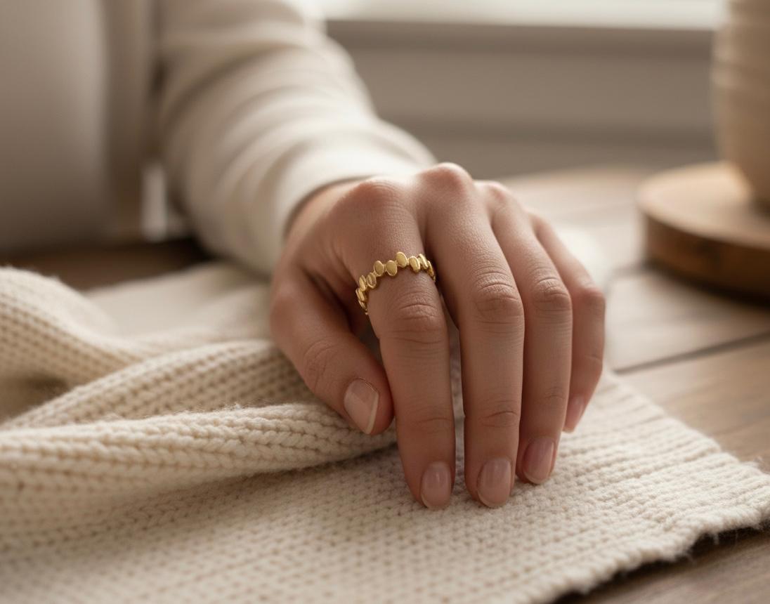 Gold Flat Bead Adjustable Ring