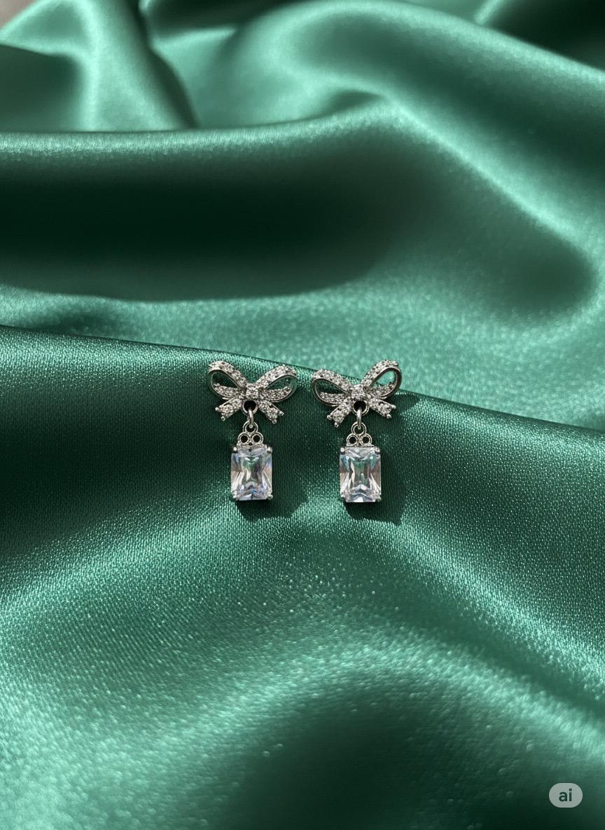 Shining Bow Tie Stud Drop Earrings