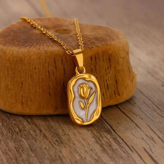 Vintage Tulip Pendant Gold Chain