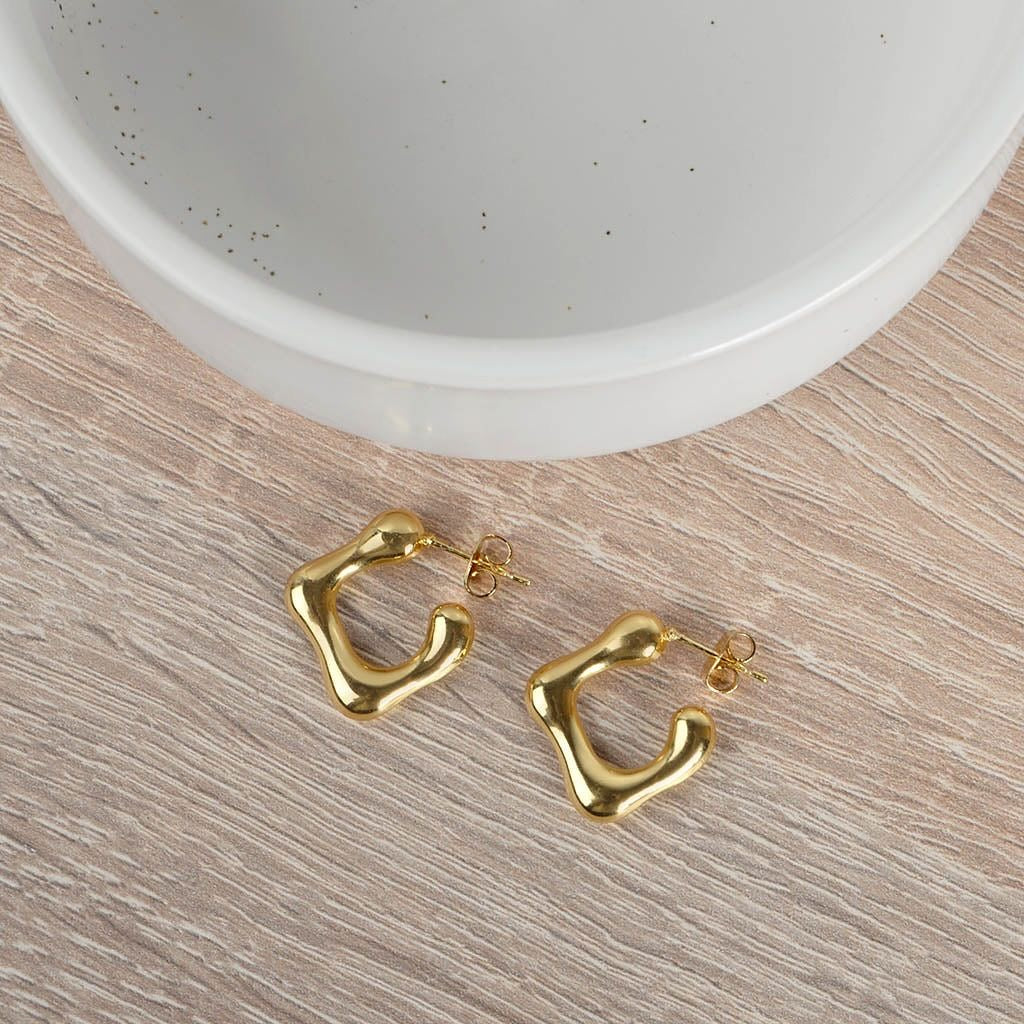 Golden Semi Square Hoop Earrings