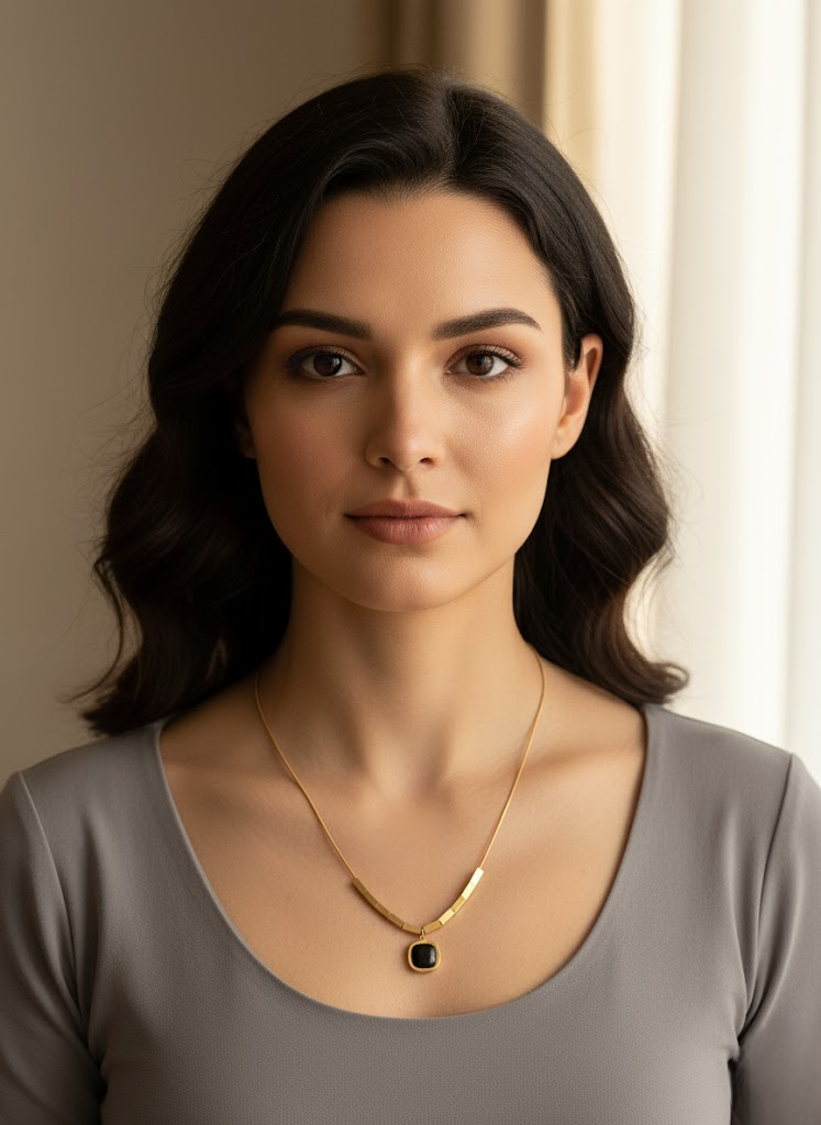 Black Square Charm Necklace