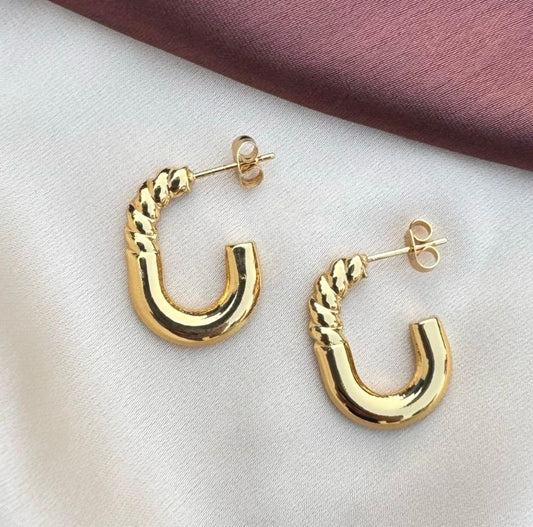 Half Twister Gold Hoop Earrings