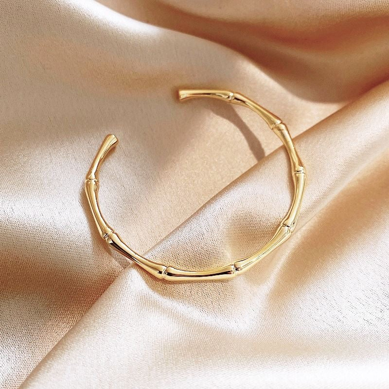 Golden Bamboo Adjustable Bangle Bracelet