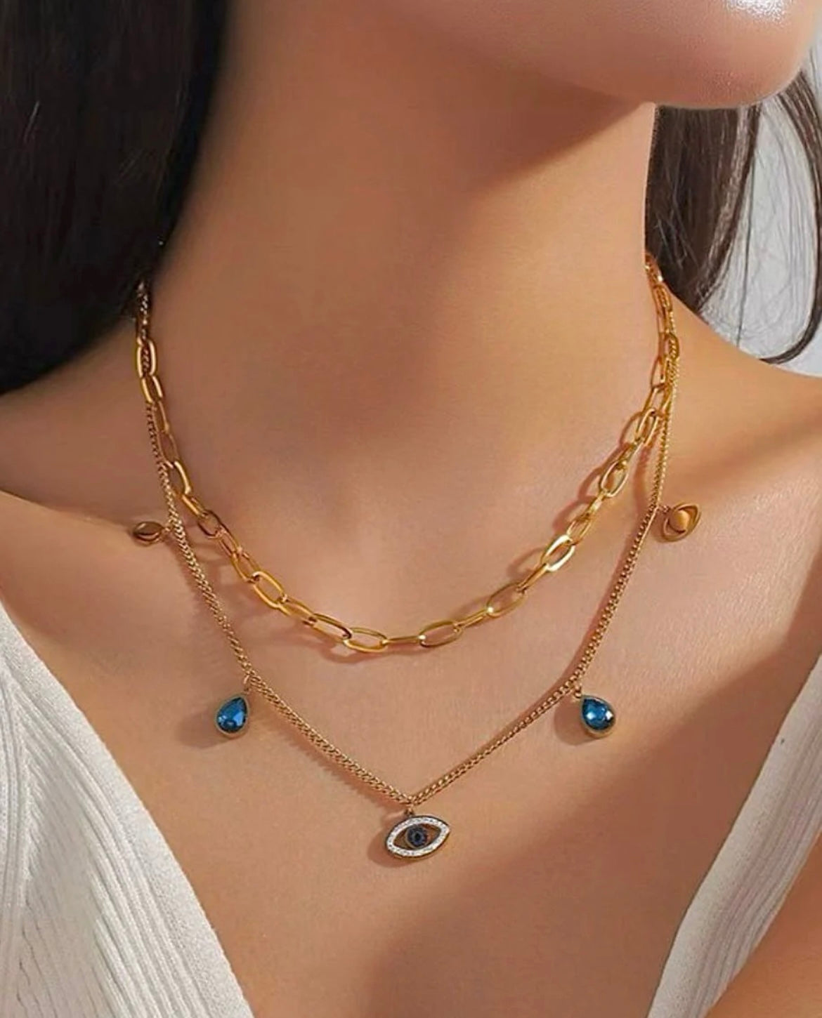 Mystic Charm Evil Eye Layered Necklace
