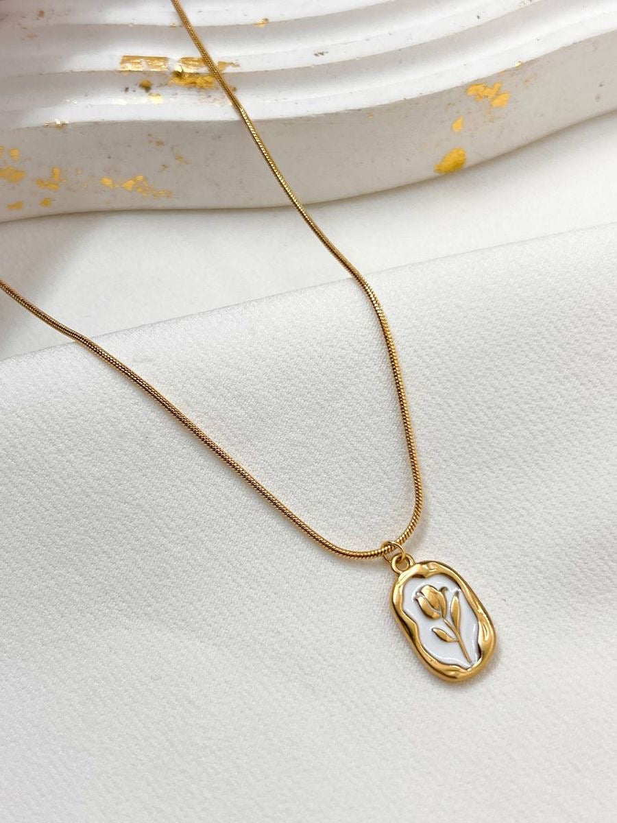 Vintage Tulip Pendant Gold Chain