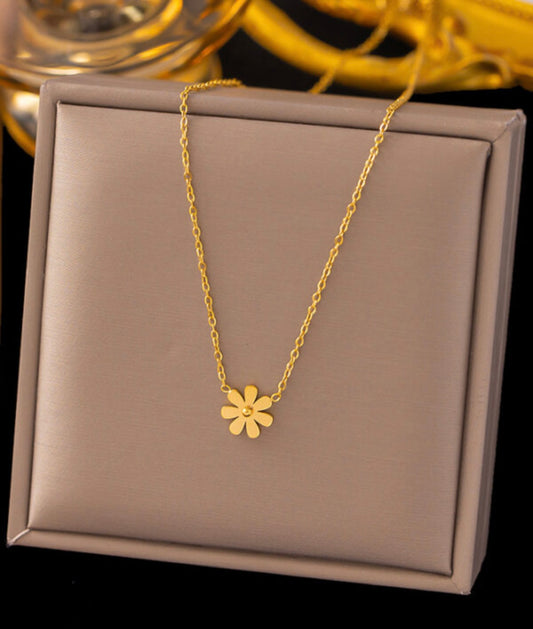 Golden Daisy Charm Necklace
