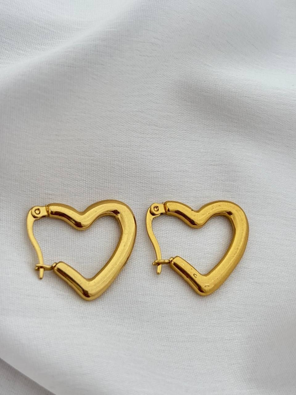 Golden Heart Hoop Earrings
