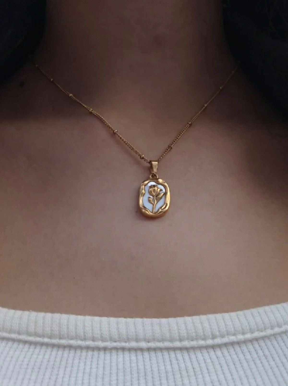 Vintage Tulip Pendant Gold Chain