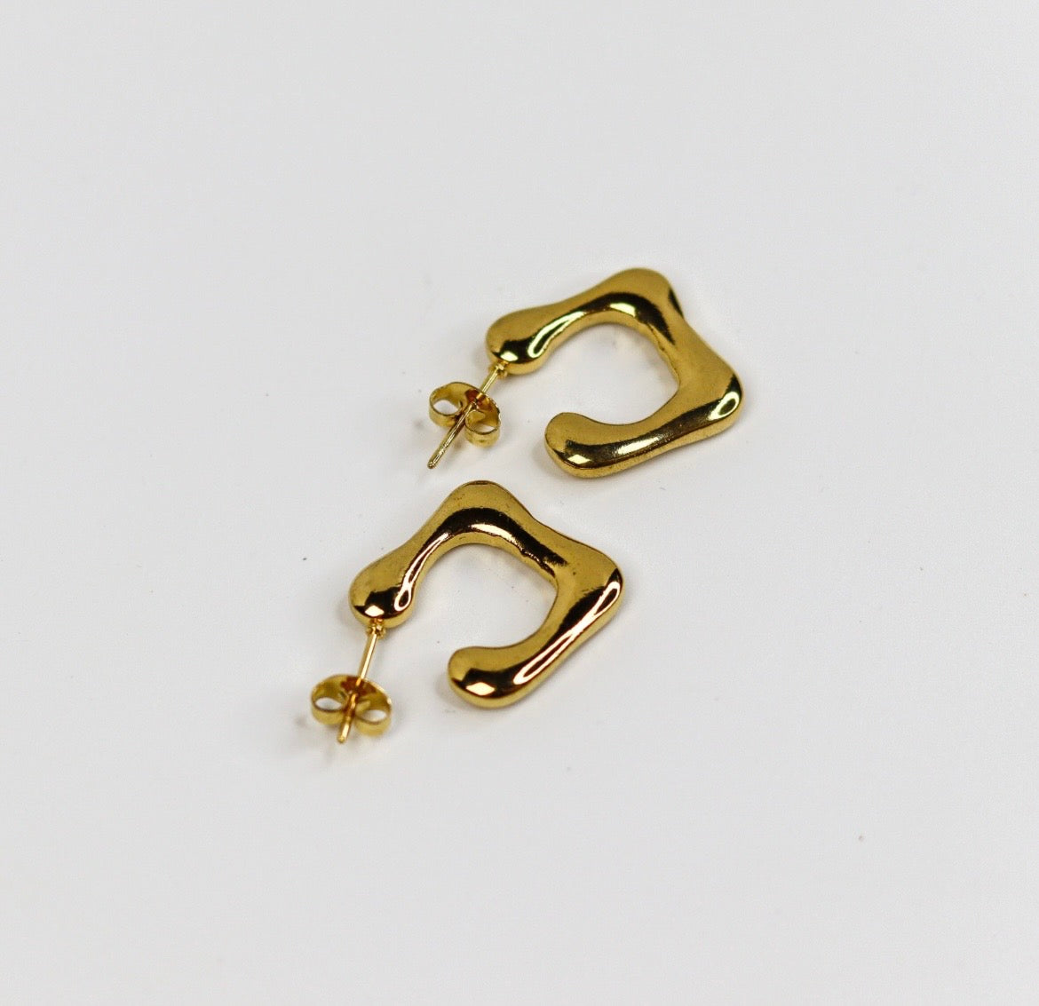 Golden Semi Square Hoop Earrings