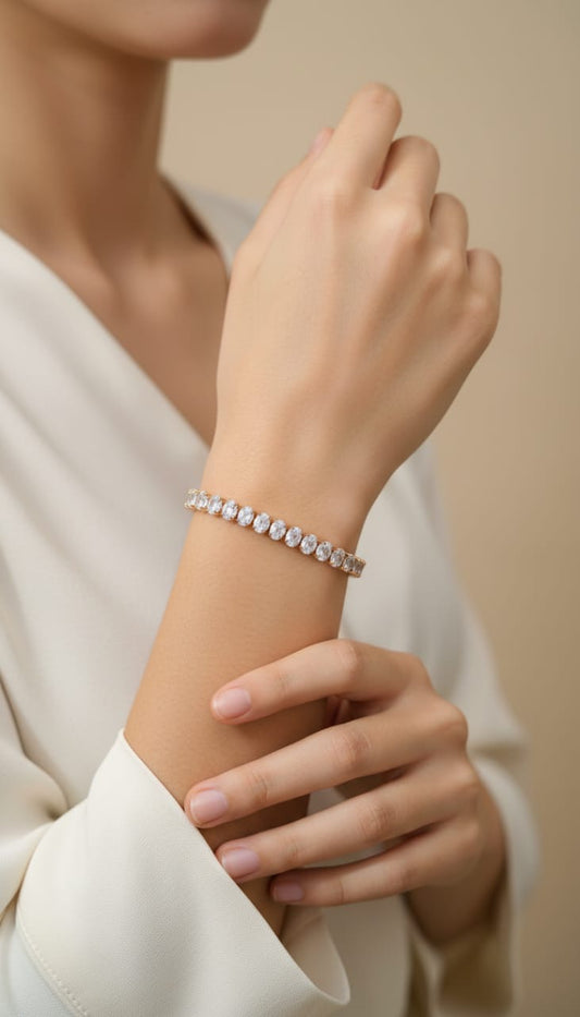 Oval Cut Stone Tennis Bracelet