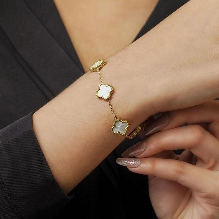 Four Leaf White Clover Bracelet