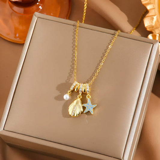 Ocean Starfish Charm Pendant Necklace