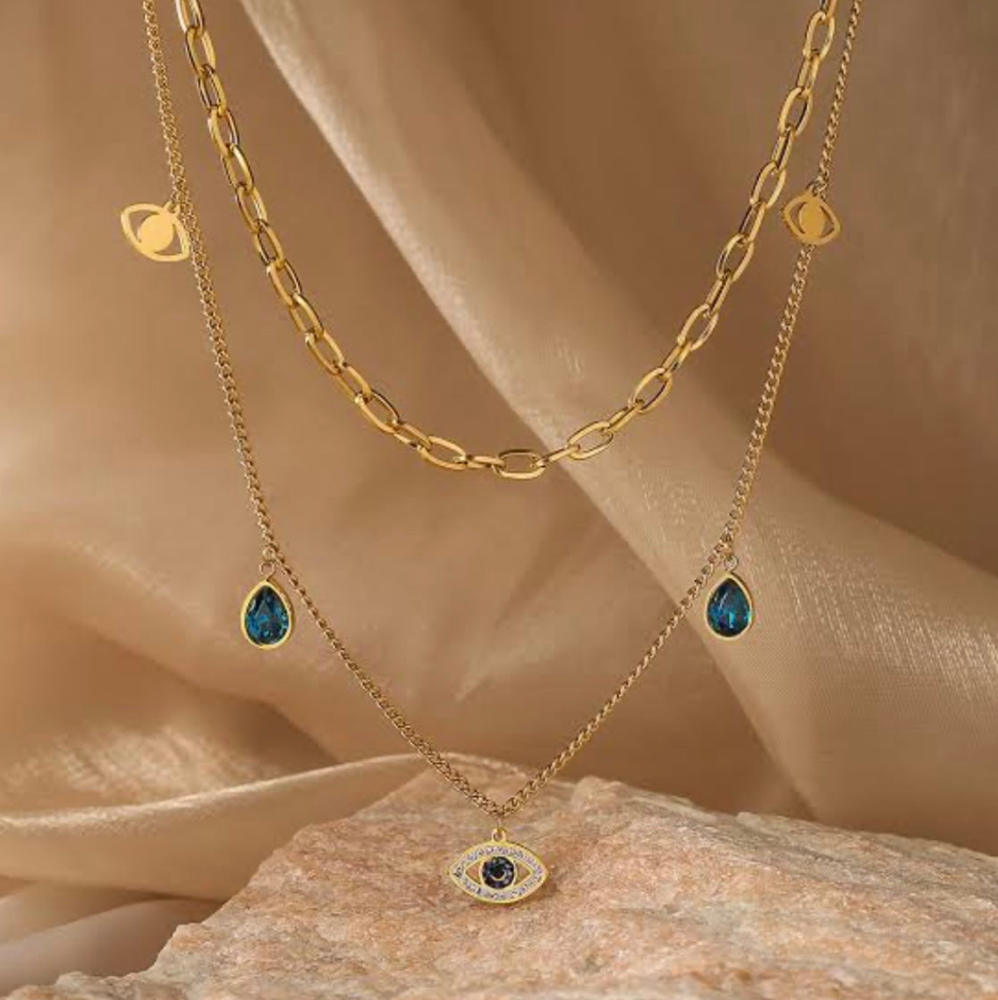 Mystic Charm Evil Eye Layered Necklace