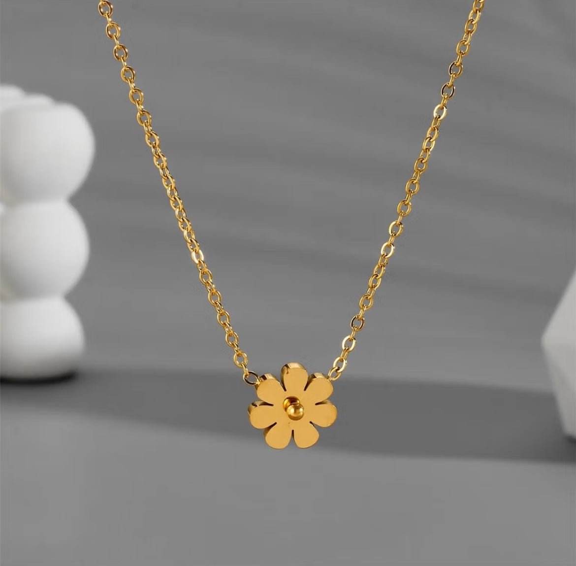 Golden Daisy Charm Necklace