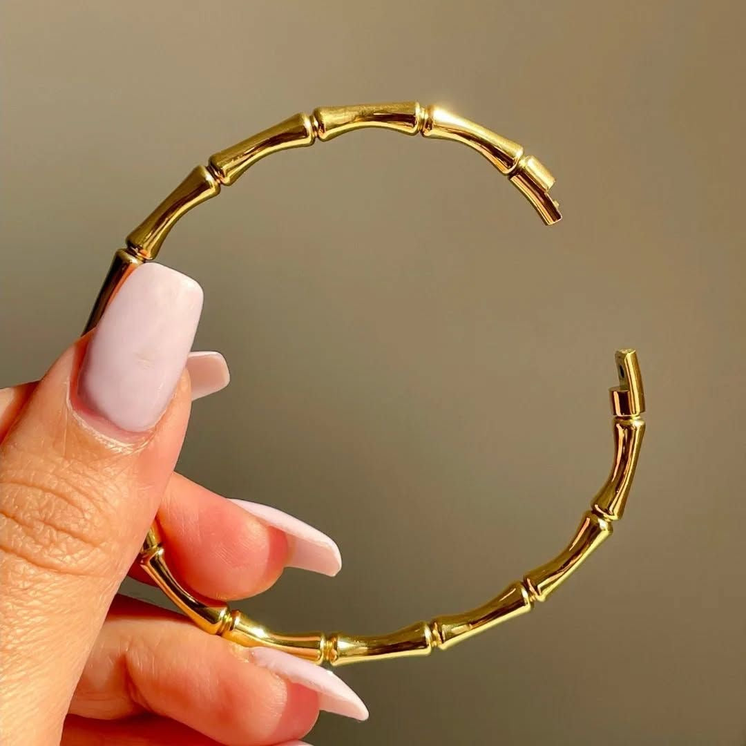 Golden Bamboo Adjustable Bangle Bracelet