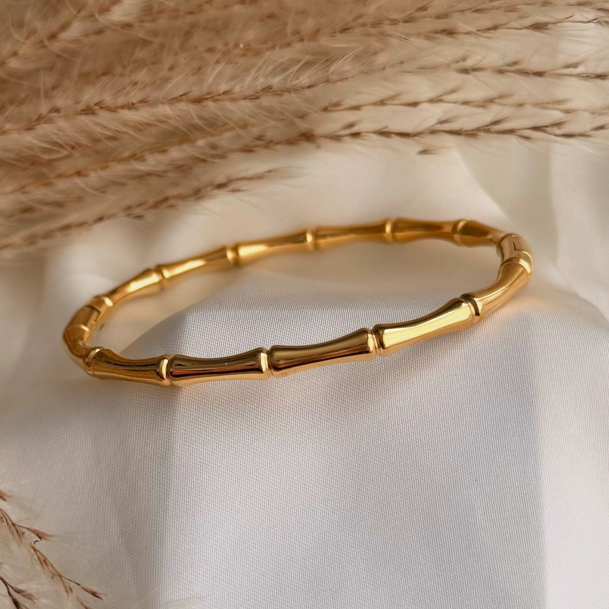 Golden Bamboo Adjustable Bangle Bracelet