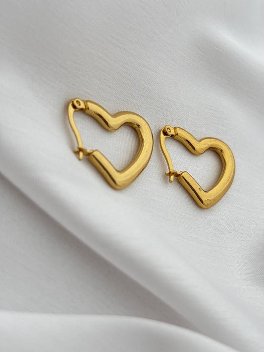 Golden Heart Hoop Earrings