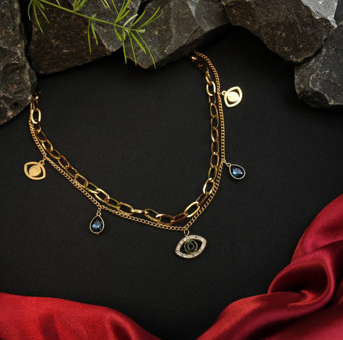 Mystic Charm Evil Eye Layered Necklace