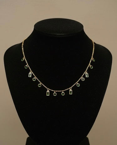 Green Gemstone Drops Necklace