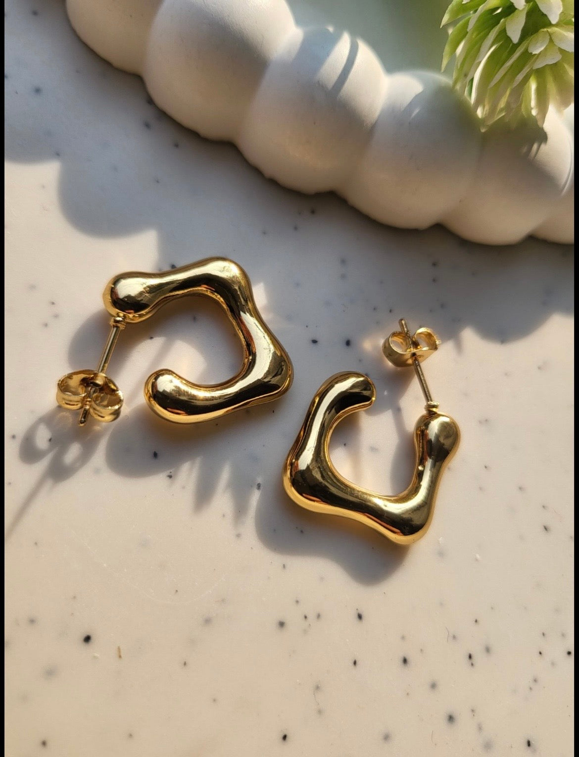 Golden Semi Square Hoop Earrings