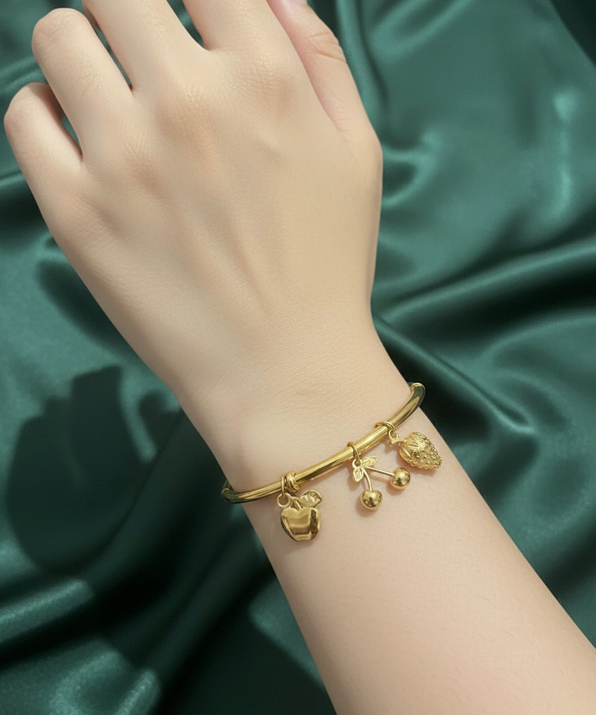 Golden Fruits Charms Bangle Bracelet