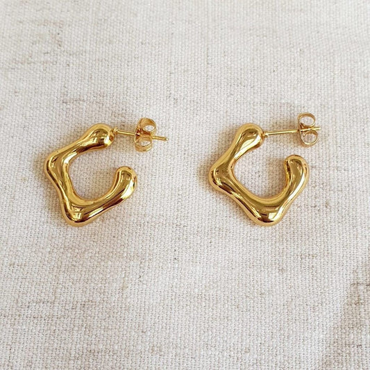 Golden Semi Square Hoop Earrings