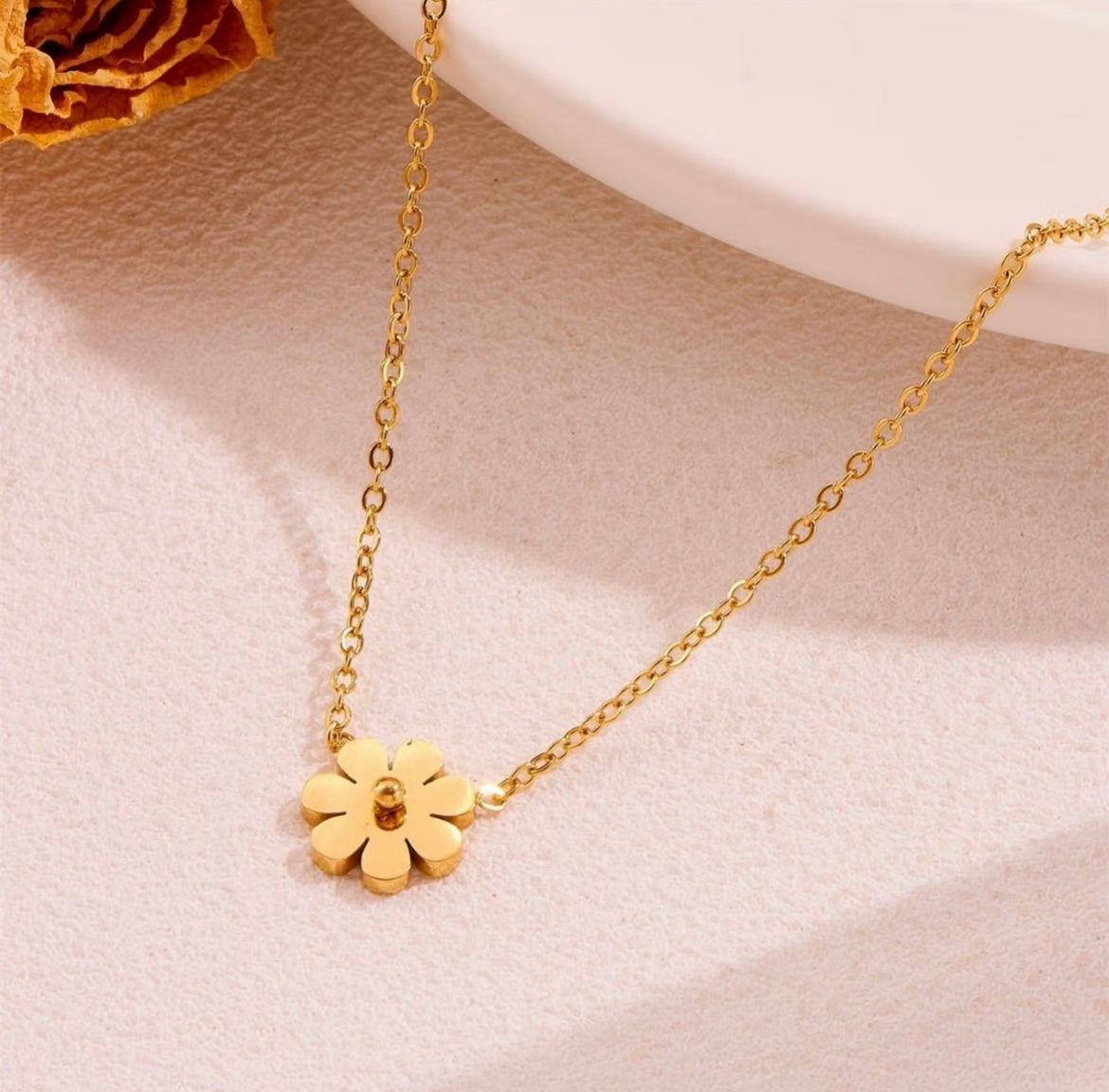 Golden Daisy Charm Necklace
