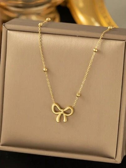 Golden Dainty Micky Bow Necklace