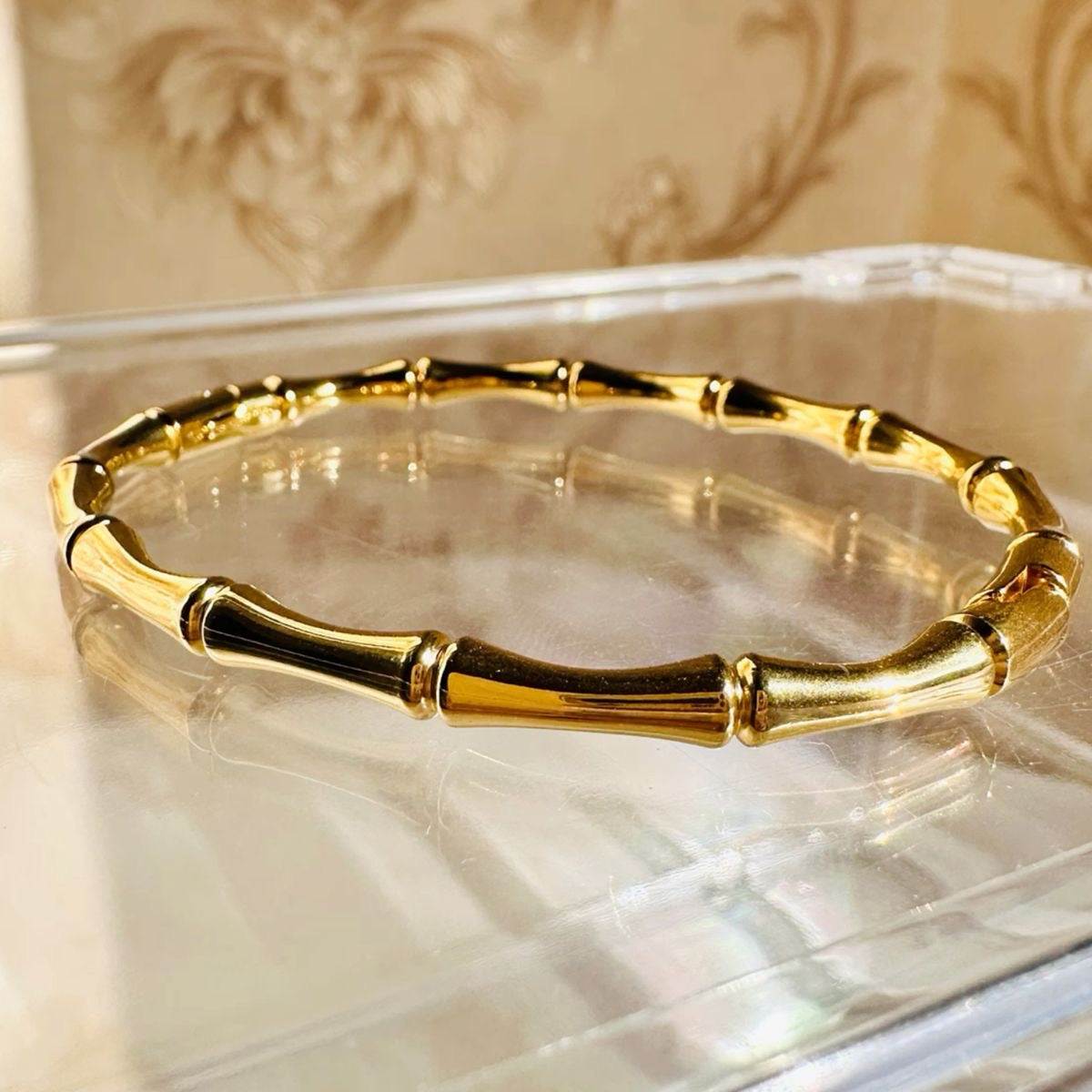 Golden Bamboo Adjustable Bangle Bracelet