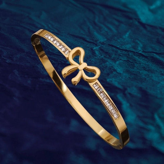Bow Stone Bangle Bracelet
