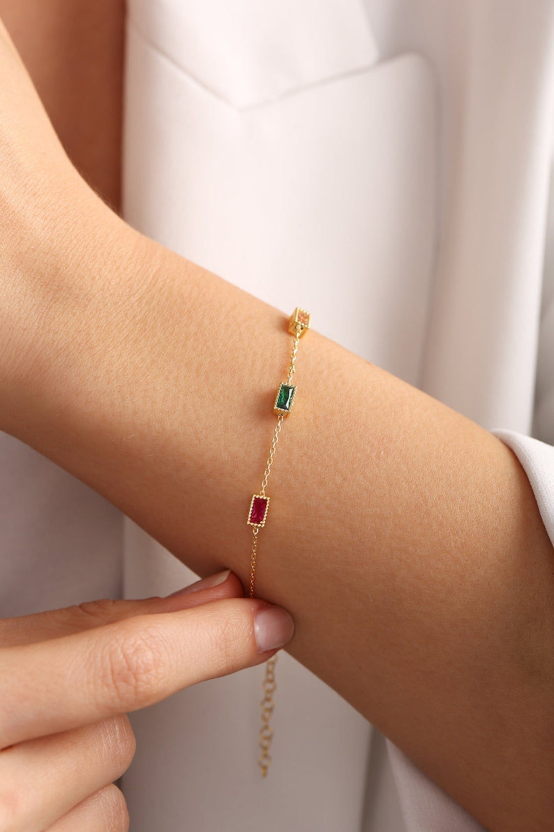 Multicolour Gemstone Chain Bracelet