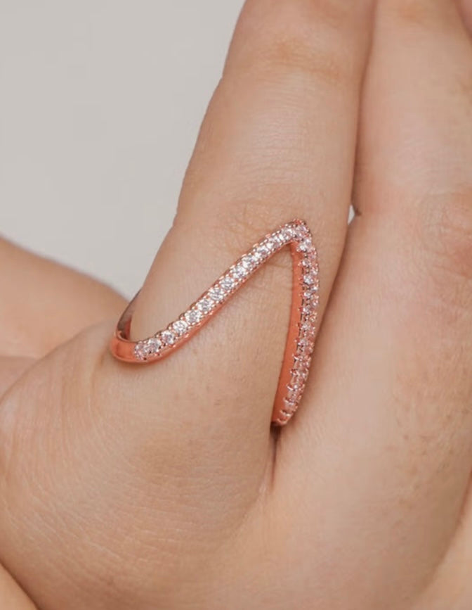 Stone studded V shape Adjustable Ring