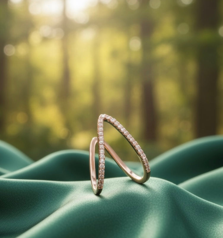 Stone studded V shape Adjustable Ring
