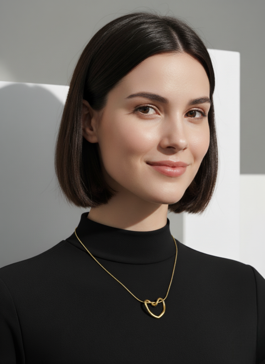 Open Heart Golden Chain Necklace