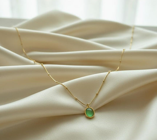 Green Enamel Circle Necklace