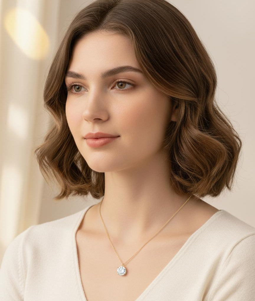Dainty Round Bezel Pendant Minimal Necklace
