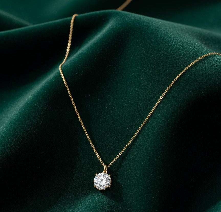 Dainty Round Bezel Pendant Minimal Necklace