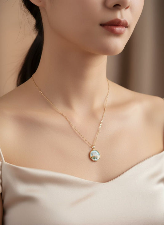 Aurora Bloom Enamel Pendent Necklace